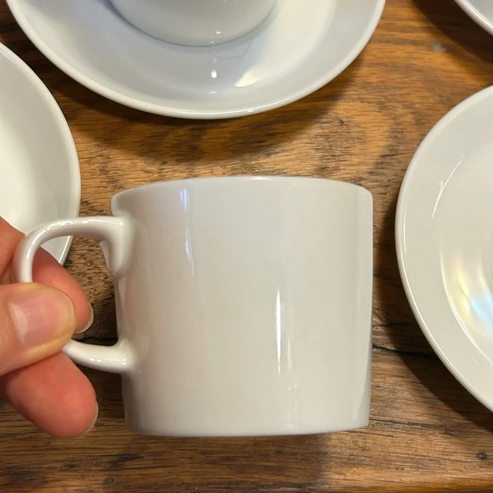 NEW Crate & Barrel Verge Espresso Cup and Saucer Set Made in Sri Lanka Set of 6